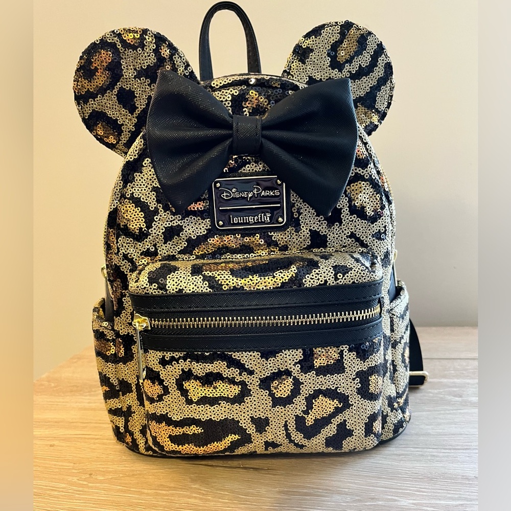 Loungefly Minnie Leopard Sequin Backpack